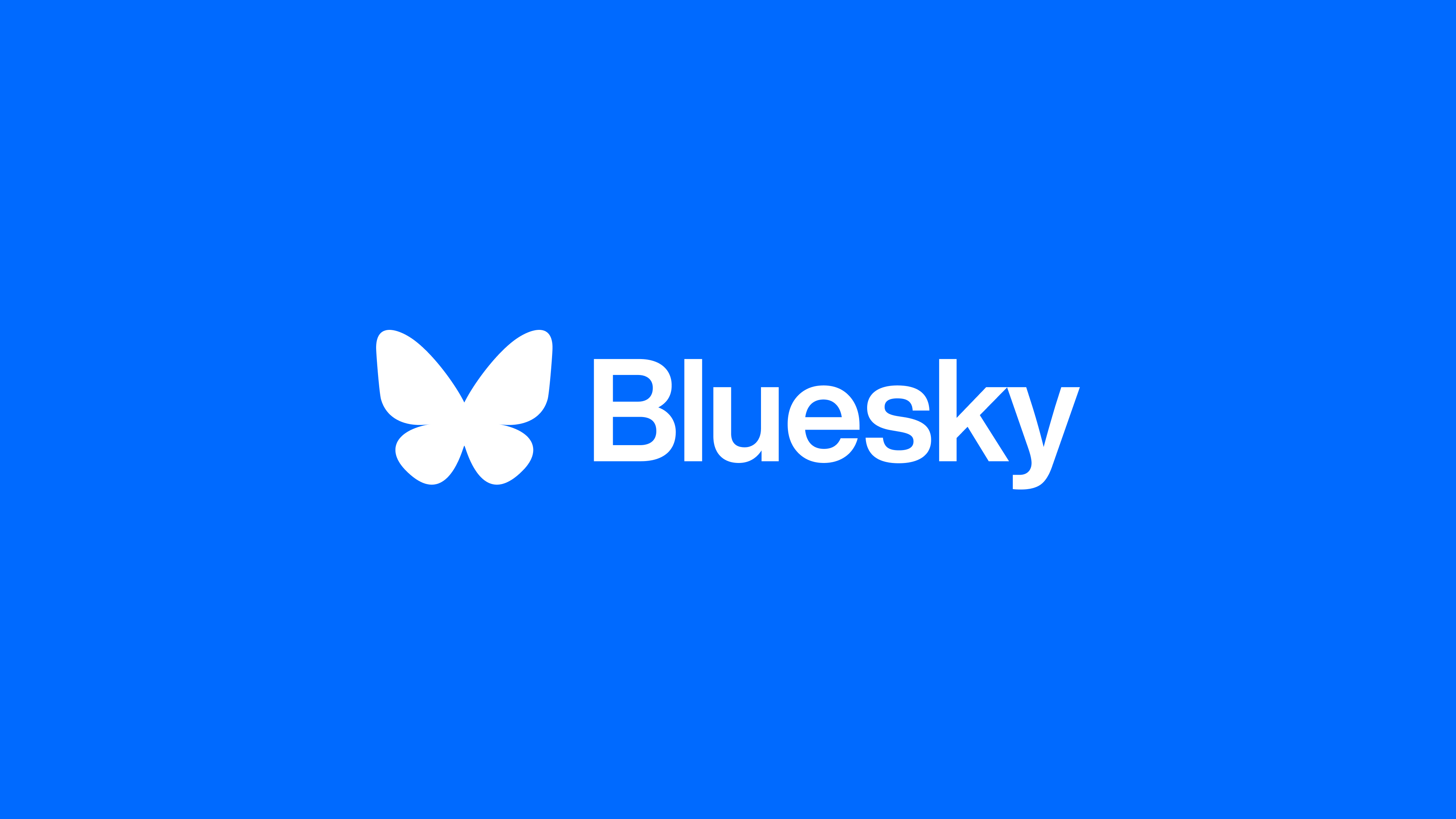 Bluesky banner: white on blue