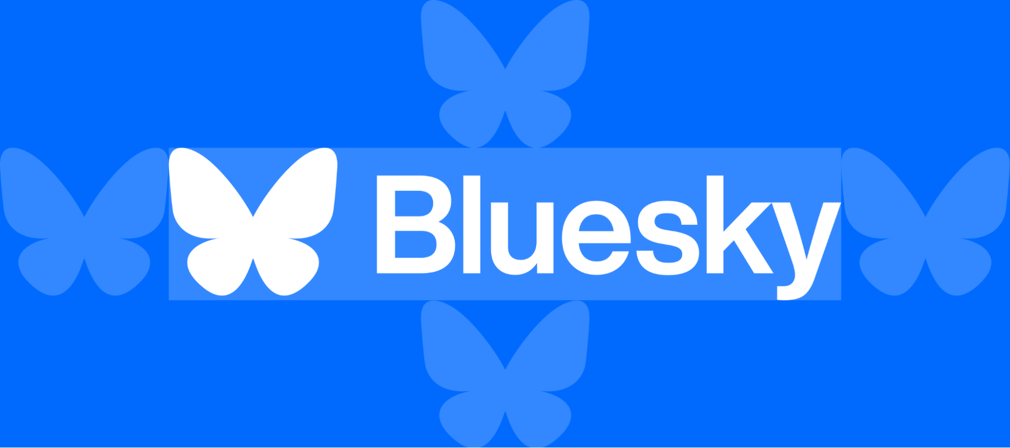 Diagram showing the Bluesky full logo with butterfly-sized clear space on all four sides.