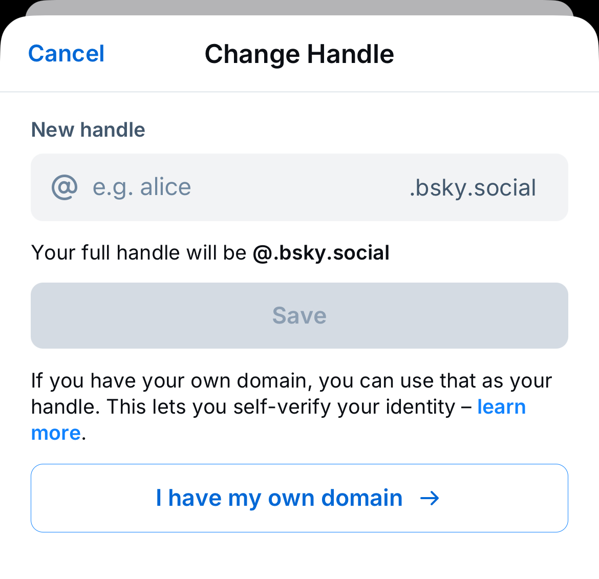 Change my handle settings